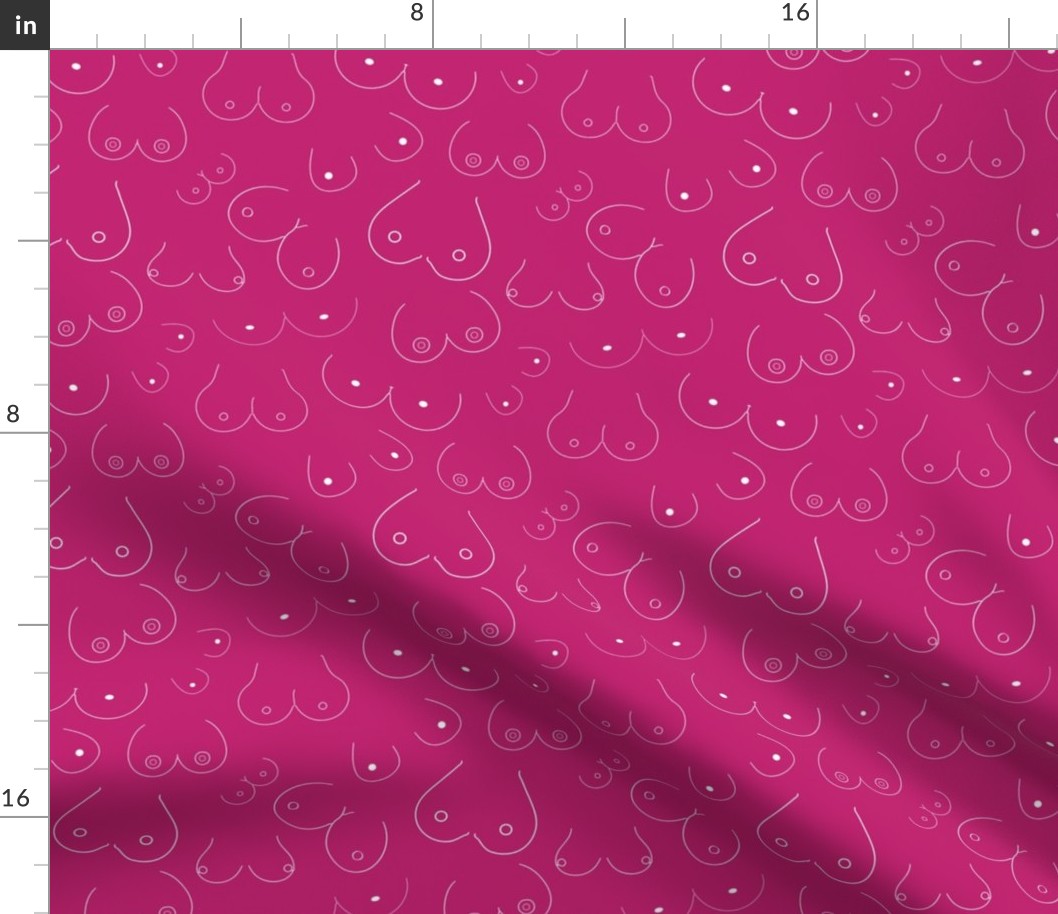 Medium Scale Doodle Boobs on Bubblegum Hot Pink