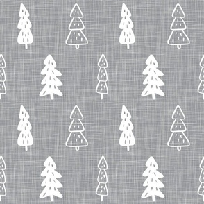 Large Scale Christmas Tree Doodles on Grey