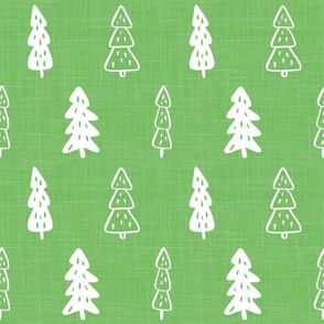 Large Scale Christmas Tree Doodles on Green
