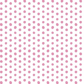 bohemian pink crooked dots on white - dots fabric