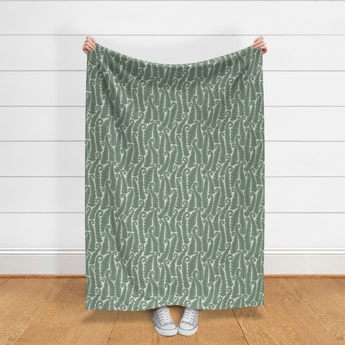 Soft sage green forest fern design - simple silhouette botanical leaves