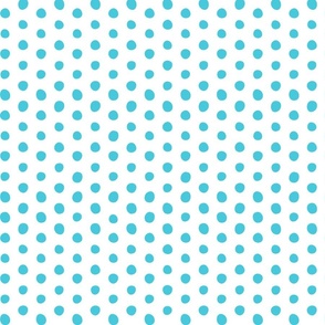 bohemian blue crooked dots on white - dots fabric