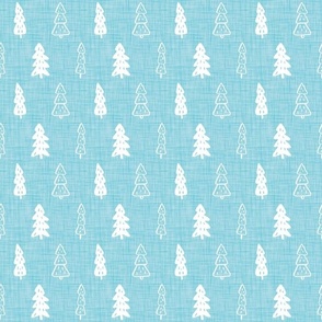 Medium Scale Christmas Tree Doodles on Blue
