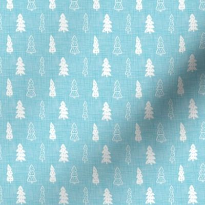 Small Scale Christmas Tree Doodles on Blue