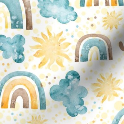 Large Scale You Are My Sunshine Rainbows Clouds Sky Gender Neutral Nursery