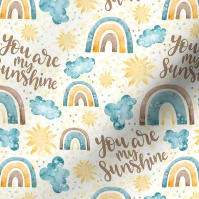 Medium Scale You Are My Sunshine Rainbows Clouds Sky Gender Neutral Nursery