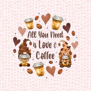 Swatch 8x8 Square All You Need is Love and Coffee Valentine Heart Gnomes Fits 6" Embroidery Hoop for Wall Art or Quilt Square