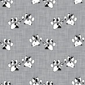 Bigger Scale Black and White Dalmation Puppy Dog Paw Prints on Grey