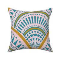 Large // Art deco abstract scallop on soft pink