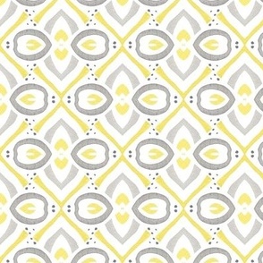 Watercolor Yellow and Grey Diamond Weave