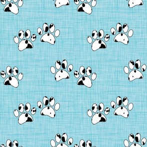 Bigger Scale Black and White Dalmation Puppy Dog Paw Prints on Blue