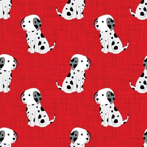 Large Scale Black and White Dalmation Puppy Dogs on Red