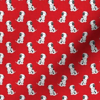 Small Scale Black and White Dalmation Puppy Dogs on Red