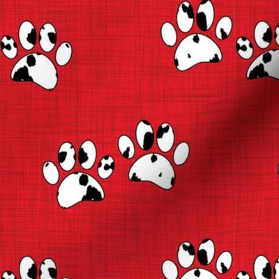 Bigger Scale Black and White Dalmation Puppy Dog Paw Prints on Red