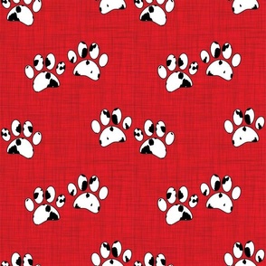 Bigger Scale Black and White Dalmation Puppy Dog Paw Prints on Red