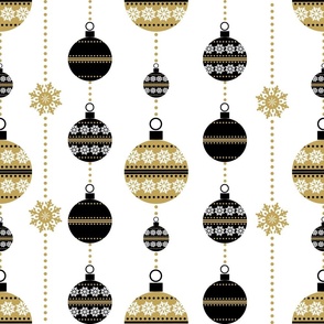 Large Scale Scandi Holidays Mod Christmas Ornaments Bells Bulbs in Black White Gold