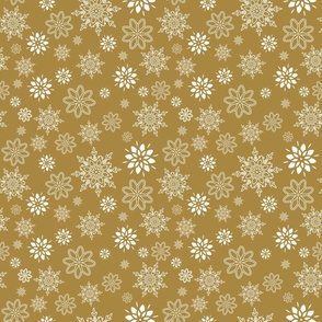 Medium Scale Elegant Snowflakes on Gold