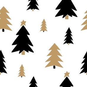 Large Scale Scandi Holidays Mod Christmas Trees Black Gold White