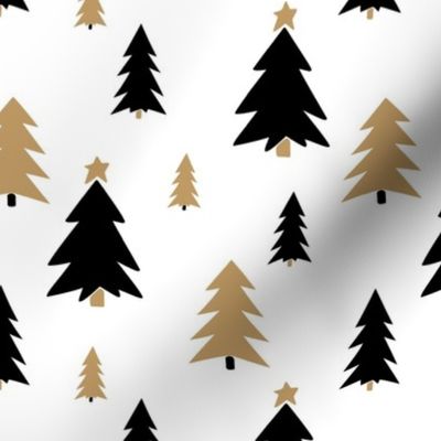 Medium Scale Scandi Holidays Mod Christmas Trees Black Gold White