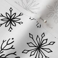 Medium Scale Elegant Snowflakes Scandi Winter Black and White