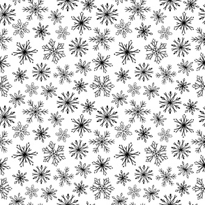 Medium Scale Elegant Snowflakes Scandi Winter Black and White