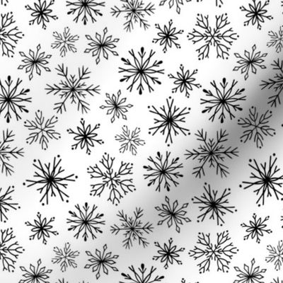 Small Scale Elegant Snowflakes Scandi Winter Black and White