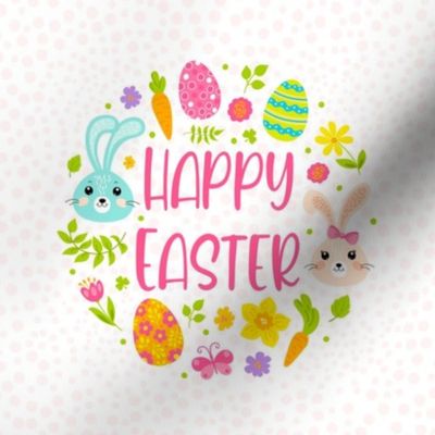 Swatch 8x8 Square Happy Easter Spring Flowers Bunnies Eggs Carrots Fits 6" Embroidery Hoop for Wall Art or Quilt Square