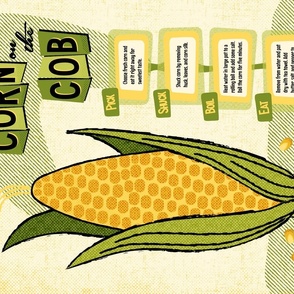Corn on the Cob Recipe Teal Towel / Wall Hanging