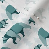 Medium Scale Origami Arctic Bears and Cubs in Aqua Turquoise Blue