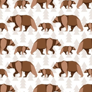 Large Scale Origami Arctic Bears and Cubs in Brown