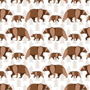 Medium Scale Origami Arctic Bears and Cubs in Brown