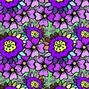 Flowers Cartoon Purple Full