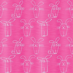 Large Scale Silly Easter Bunny Doodles on Hot Pink