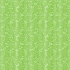 Small Scale Silly Easter Bunny Doodles on Lime Green