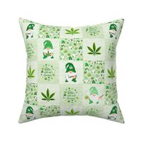 Smaller Scale Patchwork 3" Squares Rollin' With My Gnomies Marijuana Pot Weed Gnomes