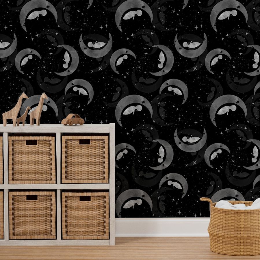 baby child newborn moon mother stars Wallpaper | Spoonflower