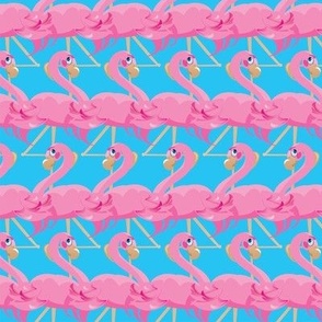 Flamingo Stripe Pink on Sky Blue