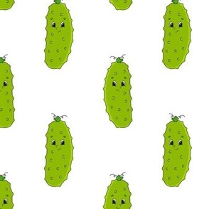 Vegetable Cartoon Pickles on White