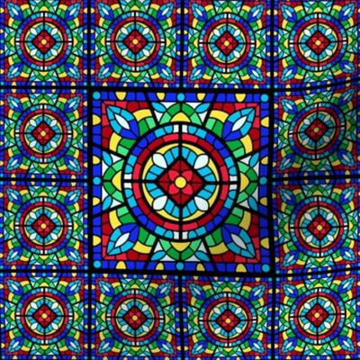 Stained Glass Mandalas Square Tile