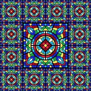 Stained Glass Mandalas Square Tile