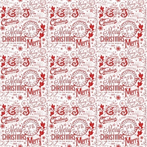 Red White Typographic Christmas Pattern Smaller Scale