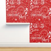 Red White Typographic Christmas Pattern Smaller Scale