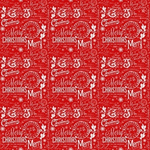Red White Typographic Christmas Pattern Smaller Scale