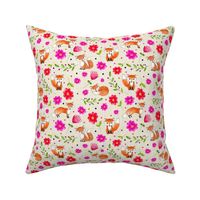 Medium Scale Orange Fox Floral Hot Pink Red Flowers Berries