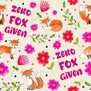 Large Scale Orange Fox Floral Hot Pink Red Flowers Berries
