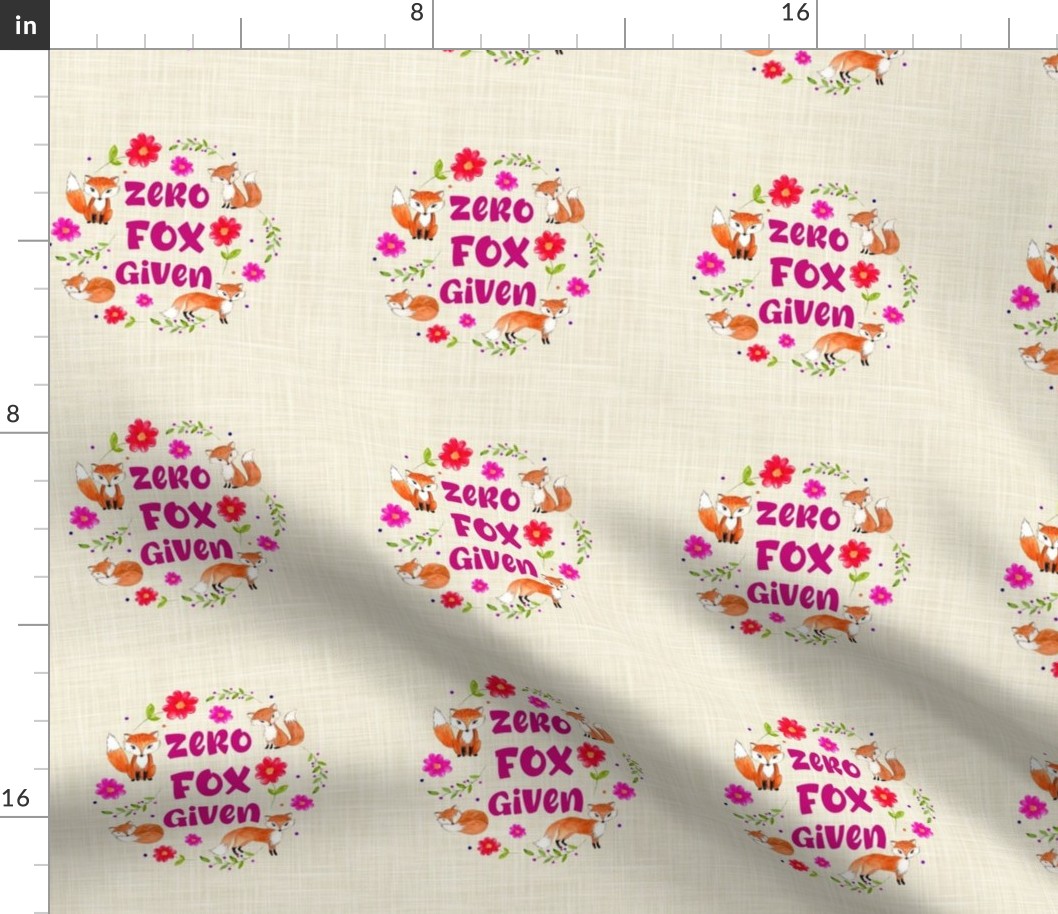 4" Circle Panel Zero Fox Given for Embroidery Hoop Projects Quilt Squares Iron On Patches