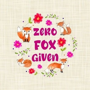 6" Circle Panel Zero Fox Given for Embroidery Hoop Projects Quilt Squares