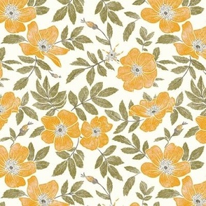 Wild Mountain Roses - medium - marigold and moss