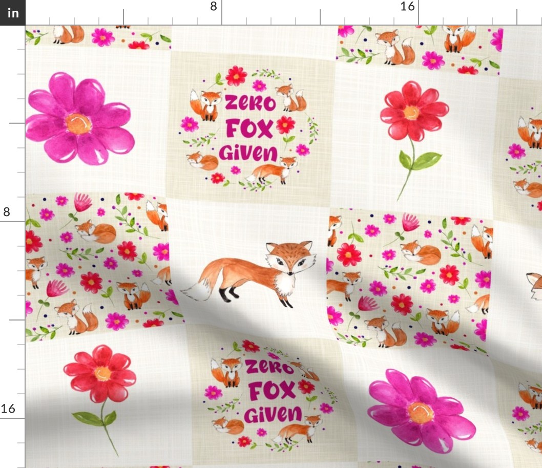 Bigger Scale Patchwork 6" Squares Zero Fox Given Sarcastic Sweary Adult Humor for Cheater Quilt or Blanket