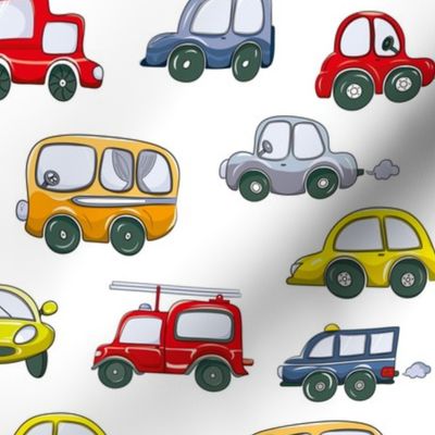 Medium Scale City Cars and Trucks Primary Colors Toddler Child Novelty